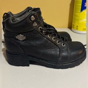 Harley Davidson ankle boots. 
Used but has a lot of wear left. 
Size 8